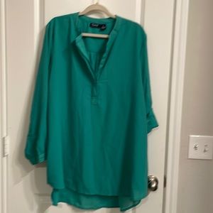 Mileage green sheer blouse